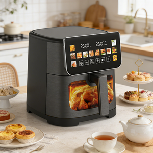 Friteuse à air chaud 1500W 2026 – Promotion exceptionnelle – Cuiseur vapeur électrique 6,5 litres sans huile avec lumière LED, corps en plastique basique, chauffage en acier inoxydable - Product Image 1