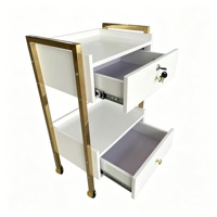 Chariot de luxe pour salon de beauté, chariot de gestion des soins cutanés avec étagère, chariot à outils en métal et plastique, chariot de salon doré avec roulettes