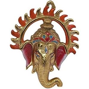 PARIJAT HANDICRAFT Aluminio Ganesha Idol Estatua colgante de pared de Latón para Decoración de puerta y regalo Escultura elegante-03 Decoración de pared - Product Image 2