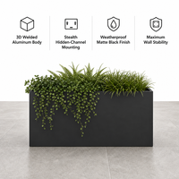 Jardinière murale en aluminium thermolaqué avec support mural, résistante aux intempéries, pour façade de bâtiment commercial
