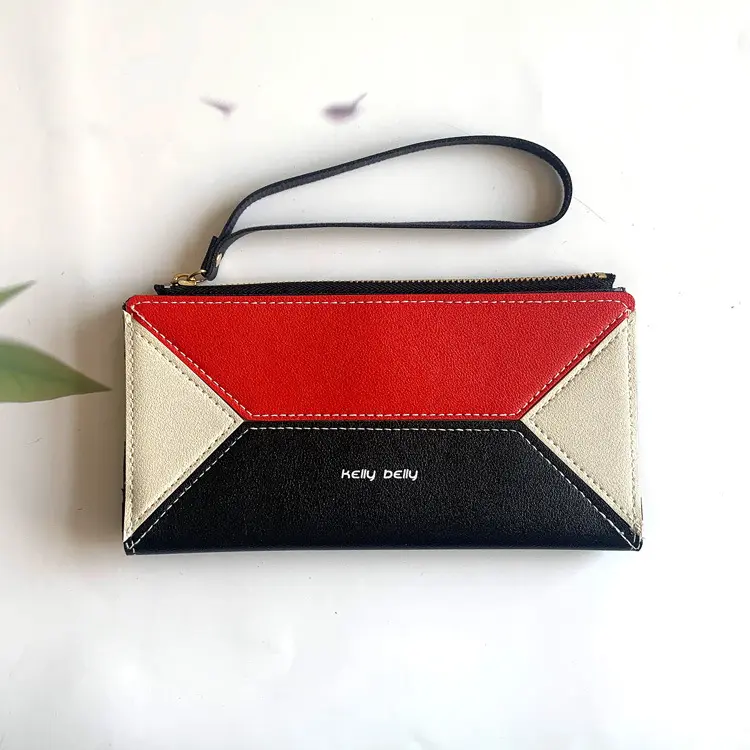 Nouveau portefeuille pour femmes coréennes longue épissage couleur bonbon porte-carte de fille sac dames belle PU sac à main portefeuilles