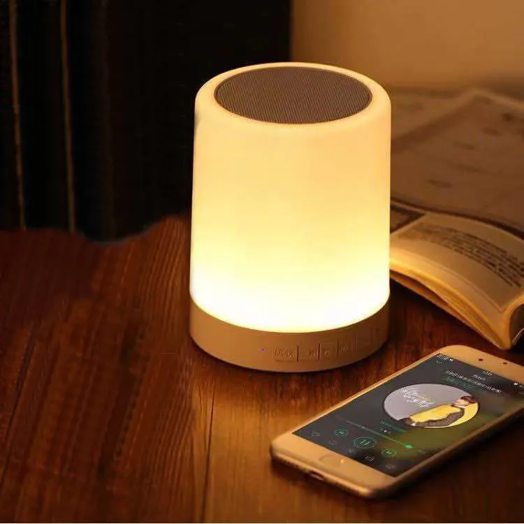 Lámpara de escritorio inteligente con batería, luz LED nocturna, altavoz de música regulable, lámpara de mesita de noche táctil