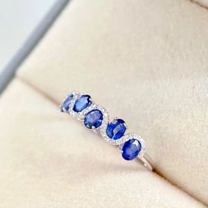 เครื่องประดับแฟนตาซี ซินฟลาย แหวนทองคำแท้ 18K ประดับไพลิน 1.2 กะรัต และเพชรธรรมชาติ 0.09 กะรัต สำหรับผู้หญิง - Product Image 2