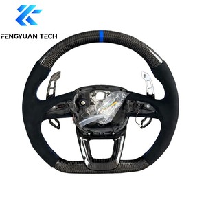 Volant RS personnalisé avec cuir pour <span class=keywords><strong>Audi</strong></span> A6 C7 RS3 8Y RS4 RS5 B9.5 RS6 C8 2021-<span class=keywords><strong>2024</strong></span> - Fibre de carbone - Product Image 6