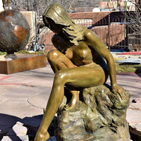 Sculpture de femme nue décorative de jardin d'extérieur, statue de fille nue sexy en bronze