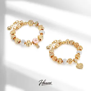 HOVANCI New Models Beautiful Heart Dangling Bracelet Girls Heart Symbol Charm Gold Bracelet