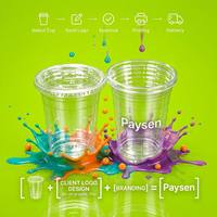 Gobelets en plastique jetables transparents en PET/PP à paroi simple de 12oz, 16oz, 24oz pour boissons froides et smoothies avec couvercles, logo personnalisable