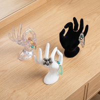 Support de présentoir à bijoux en plastique velours multicolores pour bagues, bracelets, accessoires