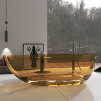 Baignoire Moderne Transparente Entièrement en Résine avec Fonction de Trempage pour Utilisation Intérieure à Domicile, dans les Hôtels et Villas - Design Autoportant