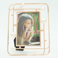 Cadres photo en fil d'or, de style nordique moderne, avec perle blanche, pour décoration intérieure, prenant en charge taille personnalisée, livraison gratuite