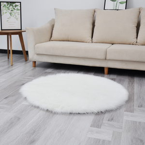 Tapis arc-en-ciel de luxe en fausse fourrure, accessoire à poils longs en peau de mouton, personnalisé, <span class=keywords><strong>blanc</strong></span> - Product Image 5