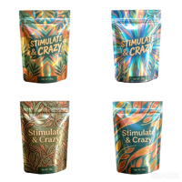 Sachet Doypack de 3,5 grammes, pochette verticale de 1/8 oz, fermeture éclair résistante aux enfants, emballage pour fleurs séchées, film barrière anti-odeur, sac holographique en Mylar