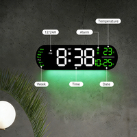 Horloge murale numérique intelligente à LED surdimensionnée avec télécommande, pour la décoration de la maison, avec alarme, température et calendrier