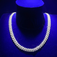Joyería Fina al por Mayor, Plata de Ley, Moissanita Baguette, Chapado en Oro de 14K, Cadenas Cubanas de 10 mm
