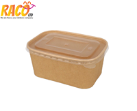 Conteneur alimentaire en papier kraft écologique avec couvercle transparent, boîte à emporter jetable, boîte d'emballage alimentaire