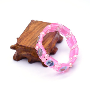 Bracelets perlés colorés de dessins animés, bleu, vert, rose, élastiques, en plastique, bijoux cadeaux RB-156 - Product Image 5