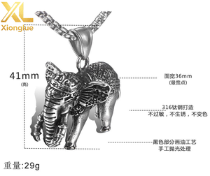 Elephant Pendant Necklace Titanium Steel Vintage Pendant Necklace Customized <b>Men</b> Necklace - Product Image 2