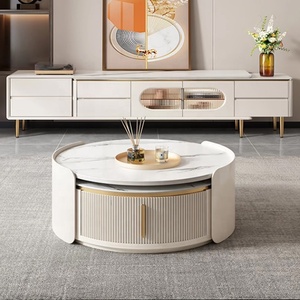 Bàn Cà Phê Đá thiêu kết Đương Đại kim loại chắc chắn có dấu bàn phòng khách phong cách bàn lưu trữ chức năng tròn - Product Image 2