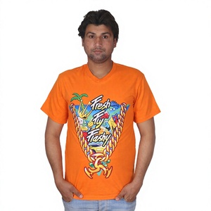T-shirt pour homme à manches courtes, col rond, coupe classique, en jersey de coton, imprimé « Fresh My Trashy », design personnalisé, couleur orange - Product Image 1