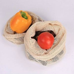 Bolsa de Compras de Malla de Algodón Reutilizable Personalizada al por Mayor con Cordón y Diseño de Letras Estampadas para Frutas y Verduras - Product Image 3