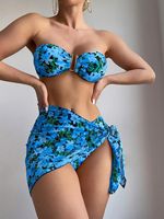 Nouvel arrivage de jupe courte en maille avec pampilles de couleur ensemble de bikini vente en gros de maillot de bain pour femmes