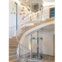 Ascenseur panoramique 360° de luxe pour villas, en aluminium et acier inoxydable, sans engrenages, pour résidences privées