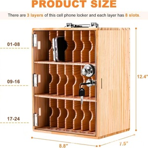 Caja de almacenamiento de madera para teléfonos móviles de estudiantes, con cerradura, transparente, para montar en la pared, para almacenamiento transfronterizo. - Product Image 5