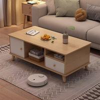 Table basse de style nordique pour salons et chambres à coucher, design minimaliste moderne avec pieds en bois massif, écologique et durable