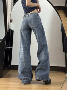 Pequeño estilo americano Super atractivo transpirable impermeable secado rápido Spandex/algodón Mujer caliente chica recta Casual Jeans - Product Image 3