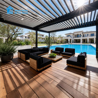 Pergola moderne de luxe en aluminium Sweet Home, toit à lamelles bioclimatiques motorisé, auvent extérieur imperméable, éclairage LED