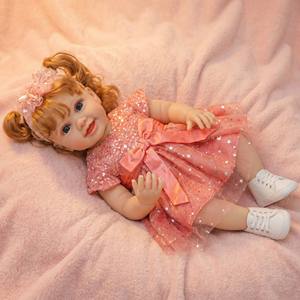 BAkwbwBY Poupée <span class=keywords><strong>Reborn</strong></span> 22 Pouces Robe Princesse Rose Pailletée Réaliste Poupée Fille OEM ODM Usine Vente en Gros Cadeau B2B - Product Image 2