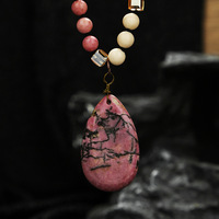 Collier pendentif en pierre naturelle, perle en forme de larme en pierre précieuse, chaîne épaisse pour pull, bijoux bohèmes, cadeau