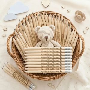 Crayons en bois gravés sur mesure avec gomme, pour cadeaux de baby shower, cadeaux de mariage, fournitures de bureau - Product Image 1