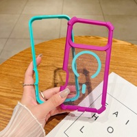 Coque antichoc magnétique 2-en-1 avec airbag pour iPhone 17 Air 16 15 14 Plus 13 12 Pro Max, dos transparent scintillant