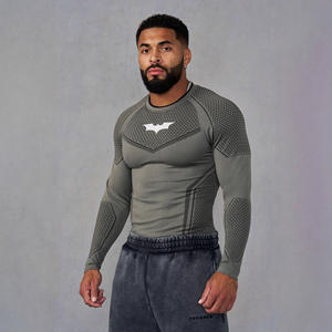 Maglia Sportiva <span class=keywords><strong>da</strong></span> Uomo per Corsa e Fitness, Traspirante, ad Asciugatura Rapida, con Motivo a Pipistrello, Manica Lunga, Stile Classico <span class=keywords><strong>da</strong></span> Strada - Product Image 1