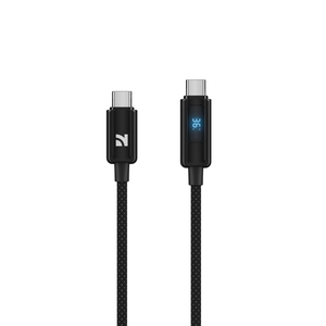Câble de charge ultra-rapide PD Type-C NCC Jet Black 100W XC-0401 avec affichage numérique 1,2 m et connecteurs en alliage de zinc - Product Image 1