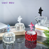 Boîte à bijoux en cristal de verre à fleurs faites à la main, thème ange, couvercle en verre poli pour la décoration de la maison, Saint-Valentin, rangement de bijoux