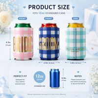 Manchon isotherme personnalisé pour canette de bière 12oz en néoprène, imprimé doré métallisé, pour mariage et fête de demoiselle d'honneur