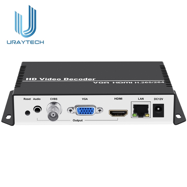 URay UHD 4K H.265 H.264 AVC HDMI VGA CVBS Decoder Video Audio IP Streaming Decoder Support SRT
