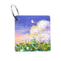 Carnet à anneaux en fer Série Peinture à l'huile, Carnet de notes créatif à motifs paysagers, Cahier vierge pour étudiants, Carnet de mots en anglais, Papeterie