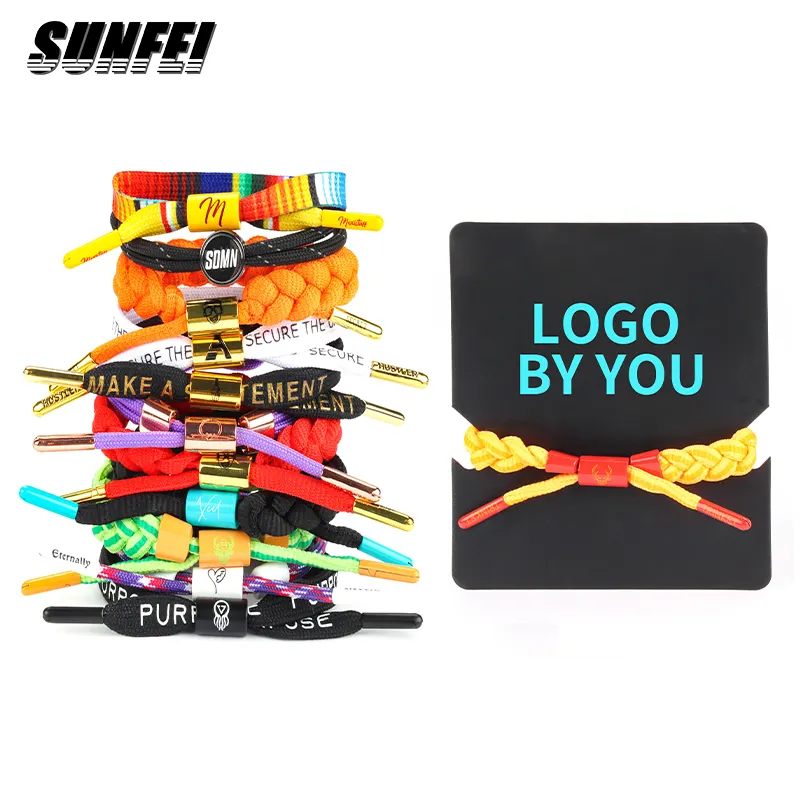 Sunfei — ensemble de bracelets en dentelle pour hommes, bijoux de sport, à dentelle, facile à vie, logo imprimé, personnalisé, zone de couleur