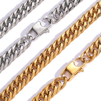 Cadena Cubana de Acero Inoxidable Eskeem de 7mm y 9mm, Color Oro, para Hombre y Mujer, Joyería Hip Hop, Accesorios de Moda, Regalo