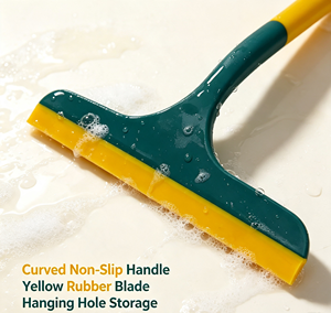 Custom Eco Cleaning <b>Brush</b> TPR <b>Scrub</b> Bamboo Handle Hand Designed Kitchen Cleaning Product for Multiple Floor - Product Image 2