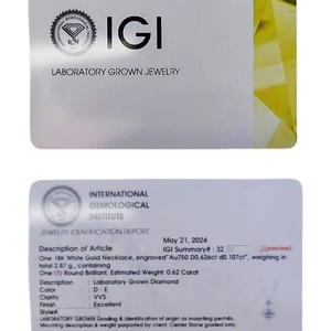 Certificat IGI pour Bague, Boucles d'Oreilles, Bracelet, Collier, Pendentif en Diamant de Laboratoire, Bijoux Finis, Carte de Certificat IGI - Product Image 4