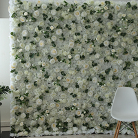 G21 Toile de fond de mariage Décoration murale fleur rose soie rose Tapis mural enroulé tissu fleur artificielle mur pour mariage maison