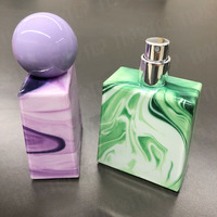 Flacon pulvérisateur de parfum carré vide en verre, avec pompe facile, couleur métallique de luxe dégradée noir et vert émeraude, 30 ml, 50 ml, 100 ml