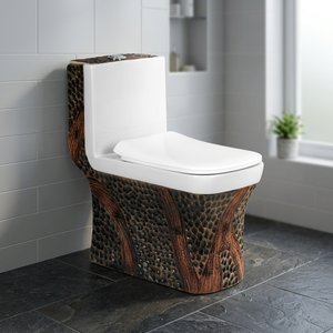 Chaise de toilette moderne chinoise gaufrée une pièce P-Trap porcelaine céramique de haute qualité pour villa et salle de bain toilettes toilettes - Product Image 1