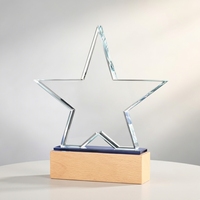 Nouvelles récompenses en cristal de luxe pour artistes, avec base en bois personnalisée, gravure laser 3D en forme d'étoile de haute qualité, pour événements musicaux
