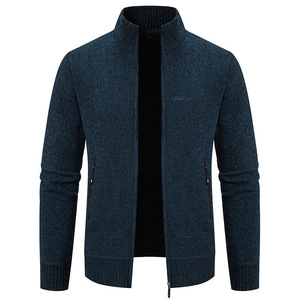 Cardigan Lavorato a <span class=keywords><strong>Maglia</strong></span> da Uomo Spot 2025 Nuova Collezione Autunno Inverno, Giacca con Colletto in Velluto per Business e Tempo Libero, 100% Lana - Product Image 3