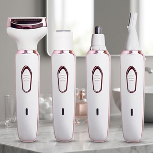 ชุดเครื่องกำจัดขนไฟฟ้าแบบชาร์จได้ 4-in-1 สีขาวชมพู วัสดุพลาสติก สำหรับใช้ในบ้าน ใช้พลังงานจากแบตเตอรี่ - Product Image 1